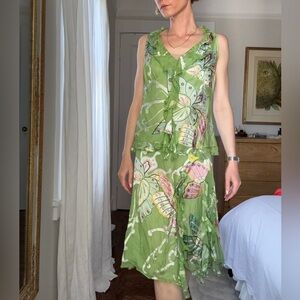 Silk butterfly two-piece skirt set